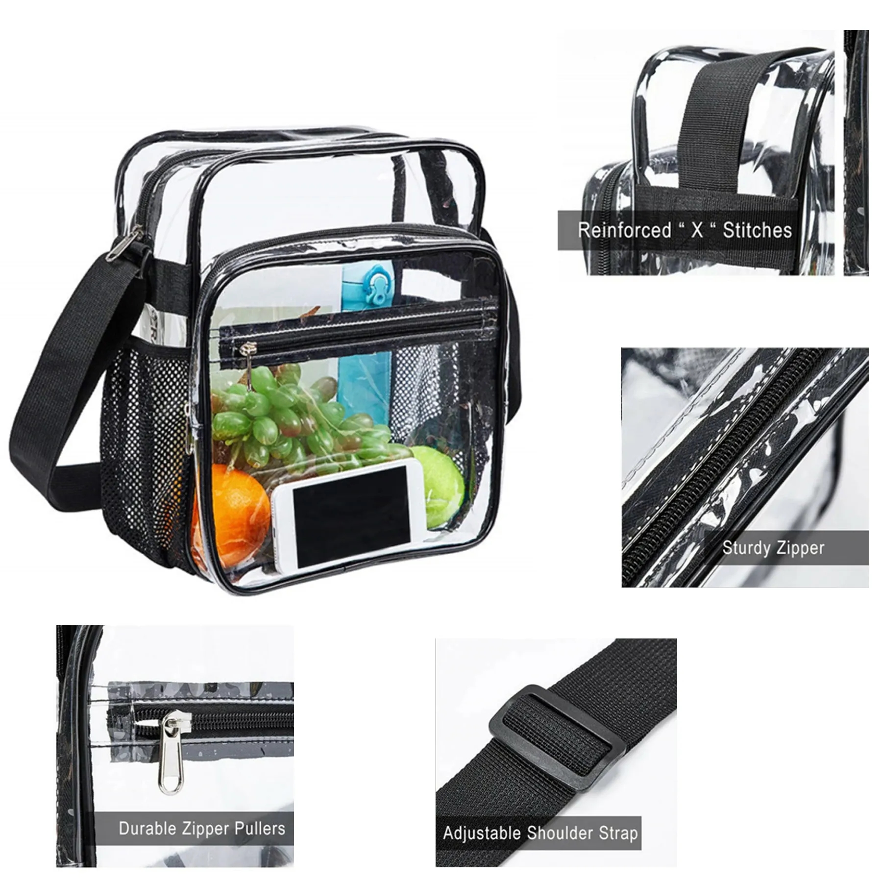 Clear PVC Stadium Approved Crossbody Messenger Shoulder Bag 7