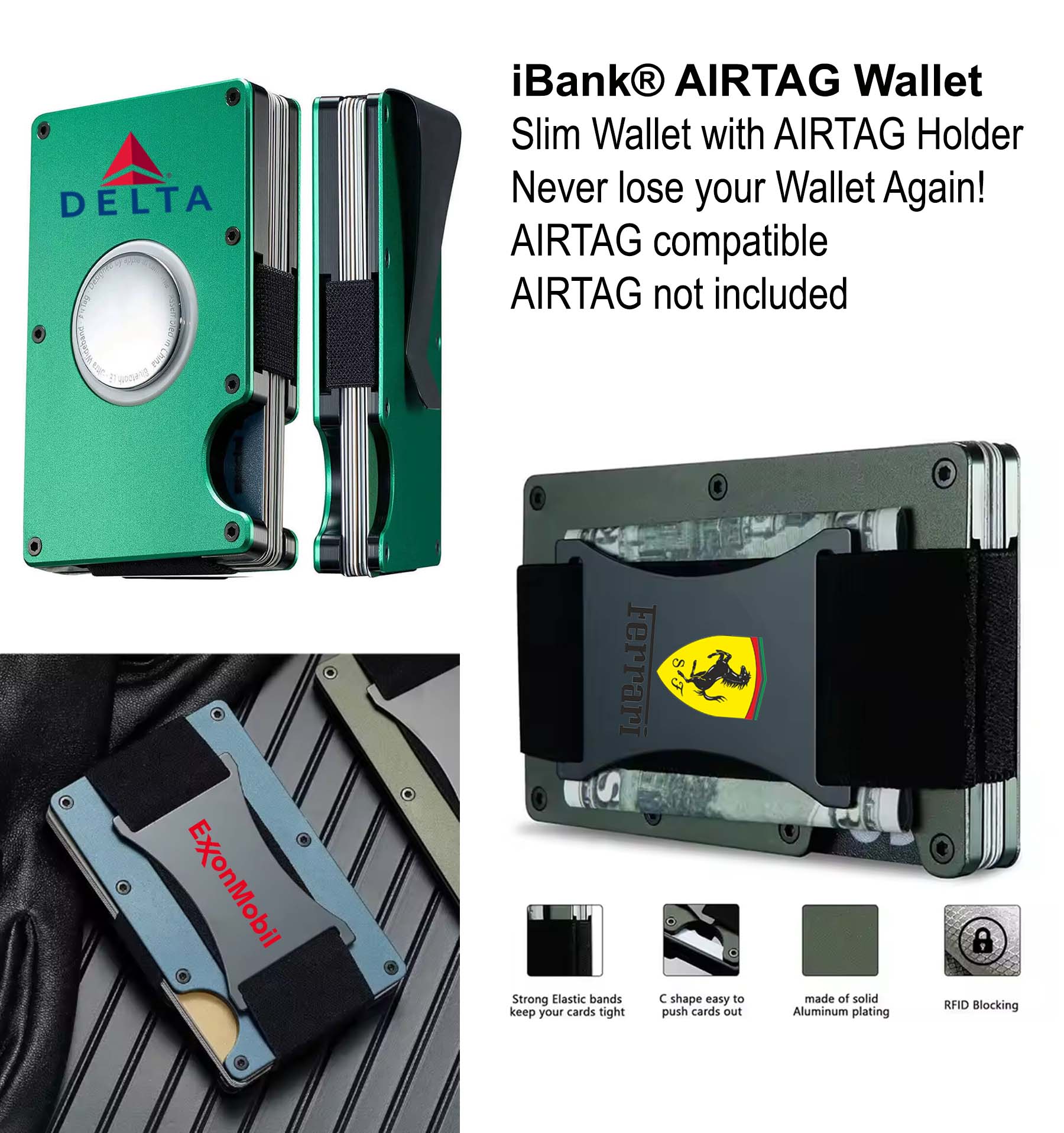iBank ® AirTag-Compatible Slim Metal Wallet 2
