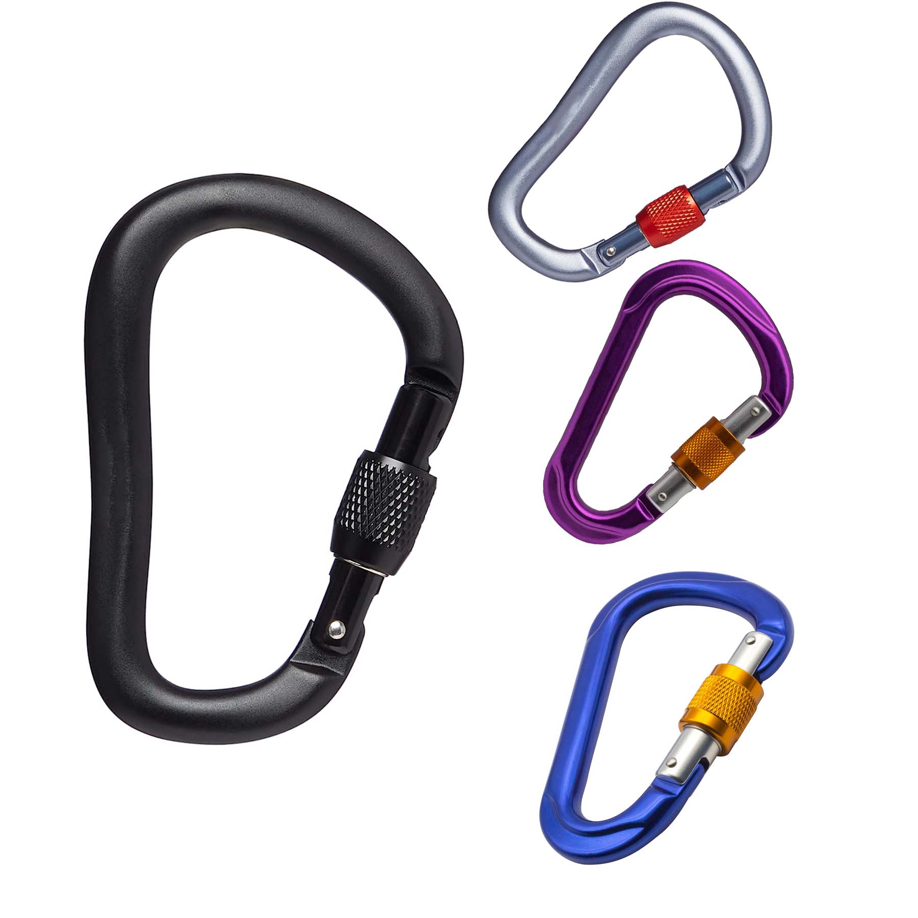 Black Locking Climbing Carabiners Heavy Diamond Rocklock Screwgate Carabiner 2
