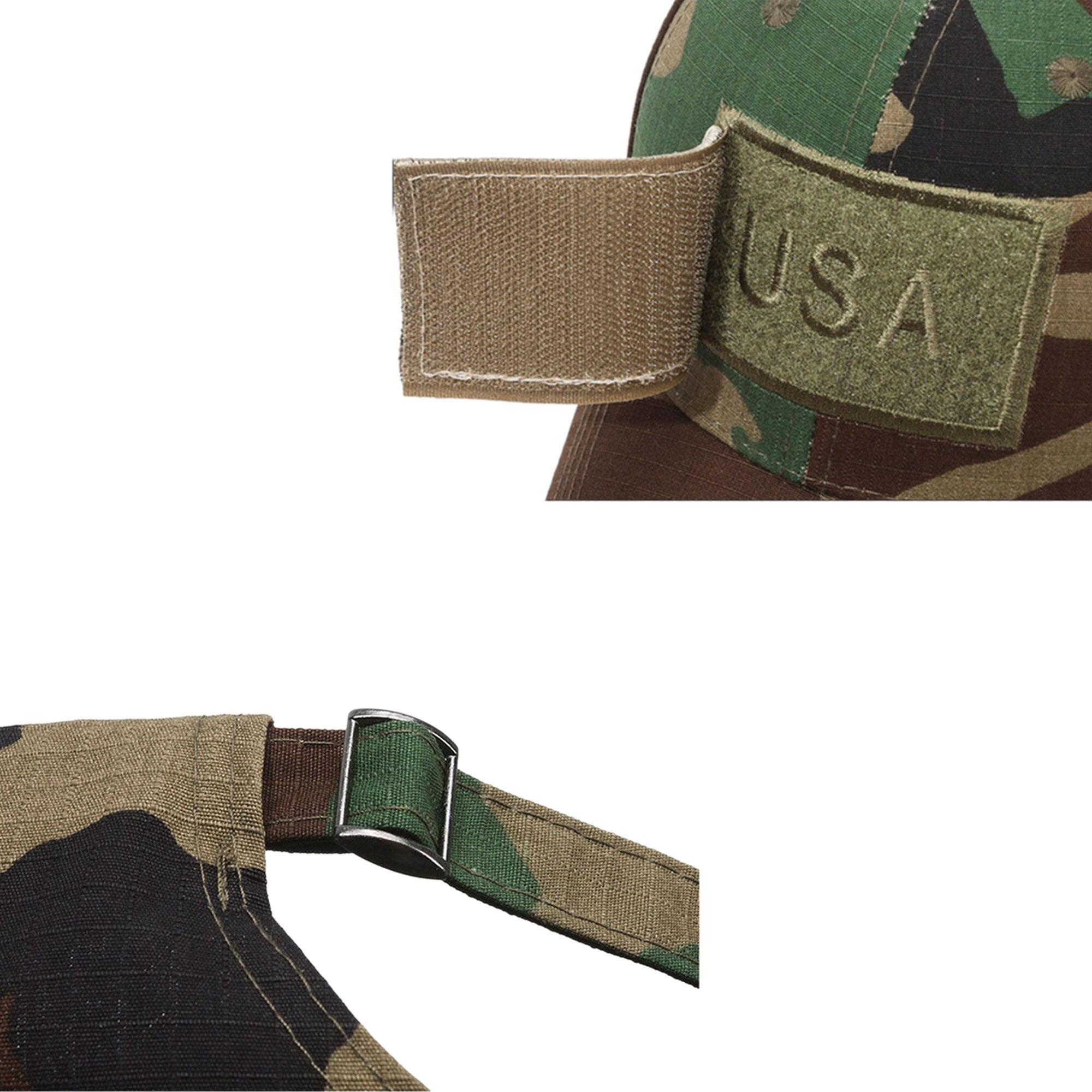 Camouflage Cotton Baseball Cap With Flag 16