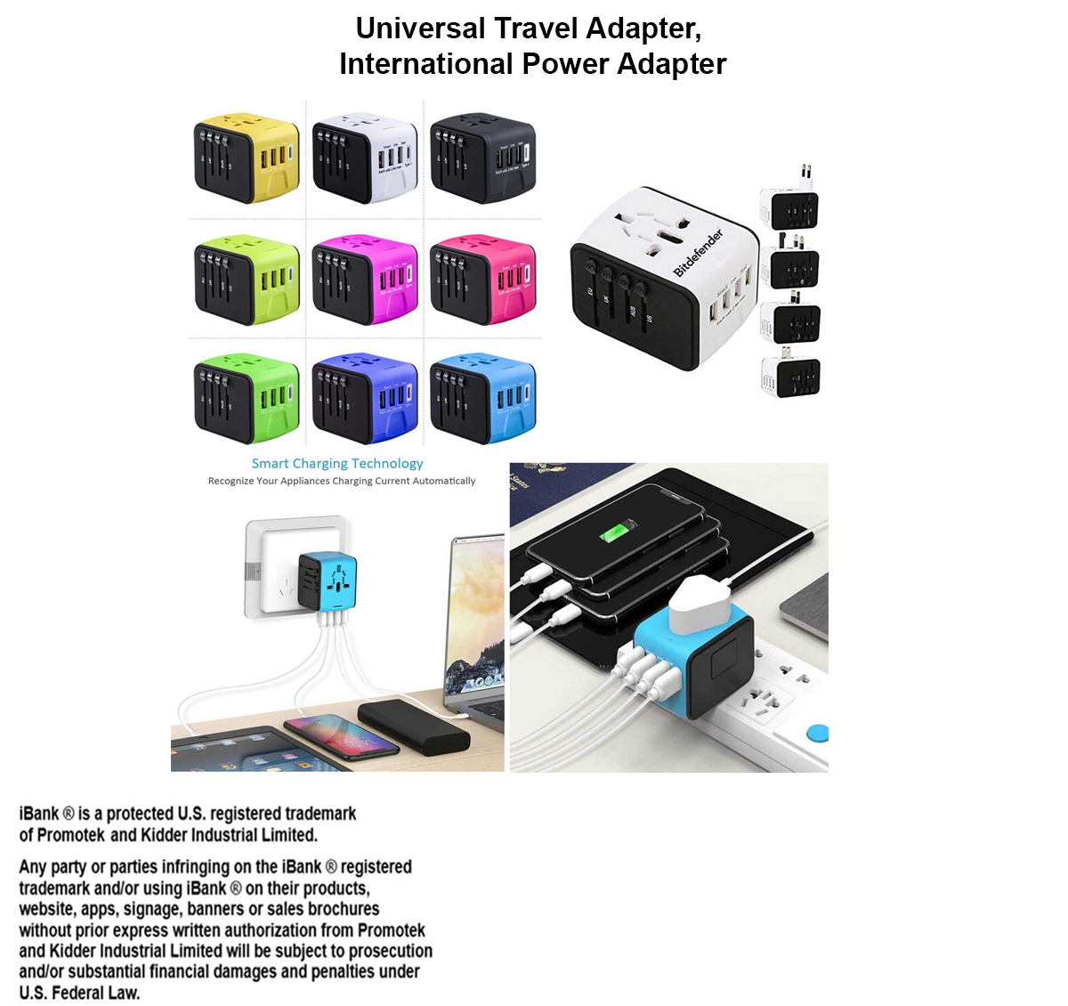 iBank ® Universal Travel Adapter, International Power Adapter 1