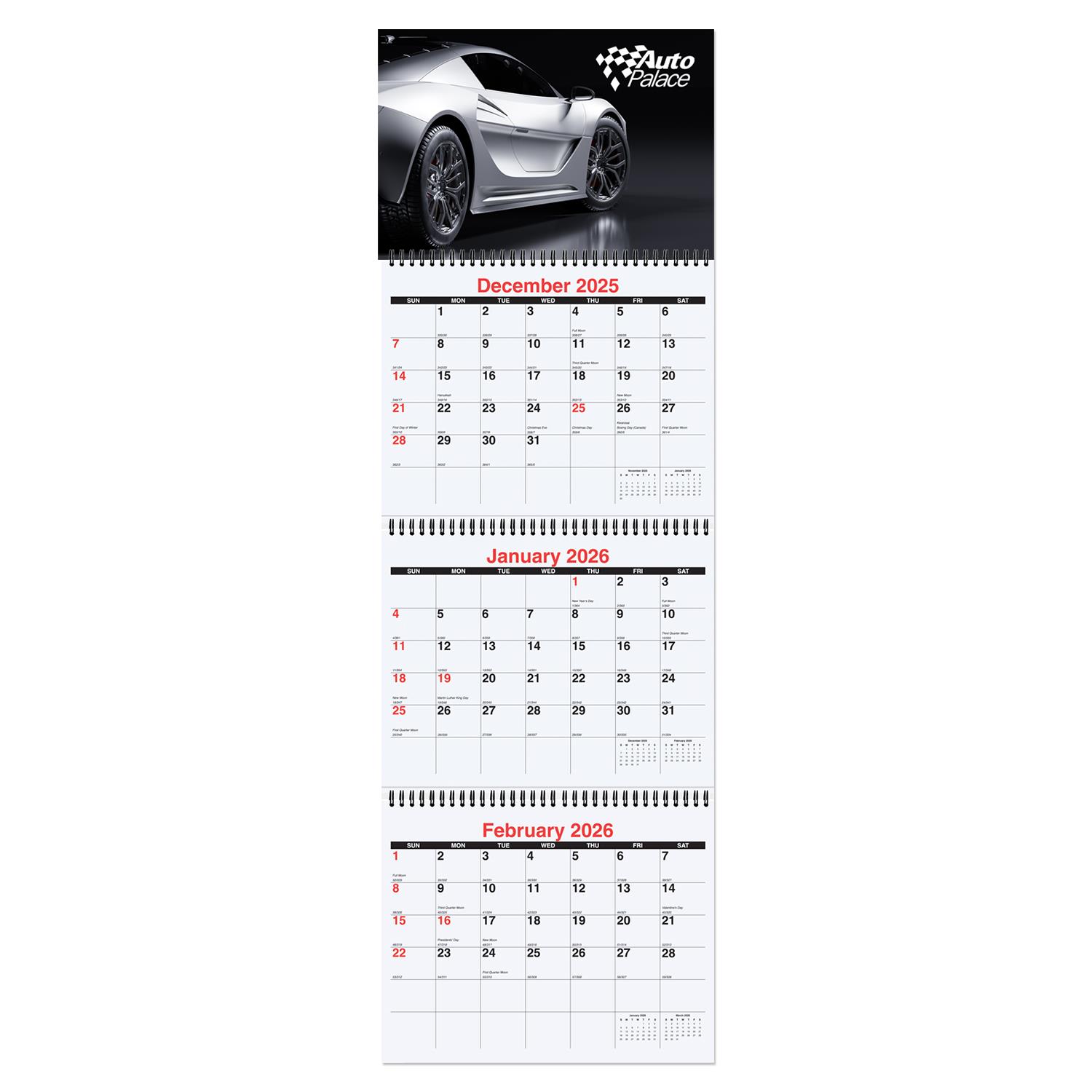Three Months at a Glance Calendar with Rings 1