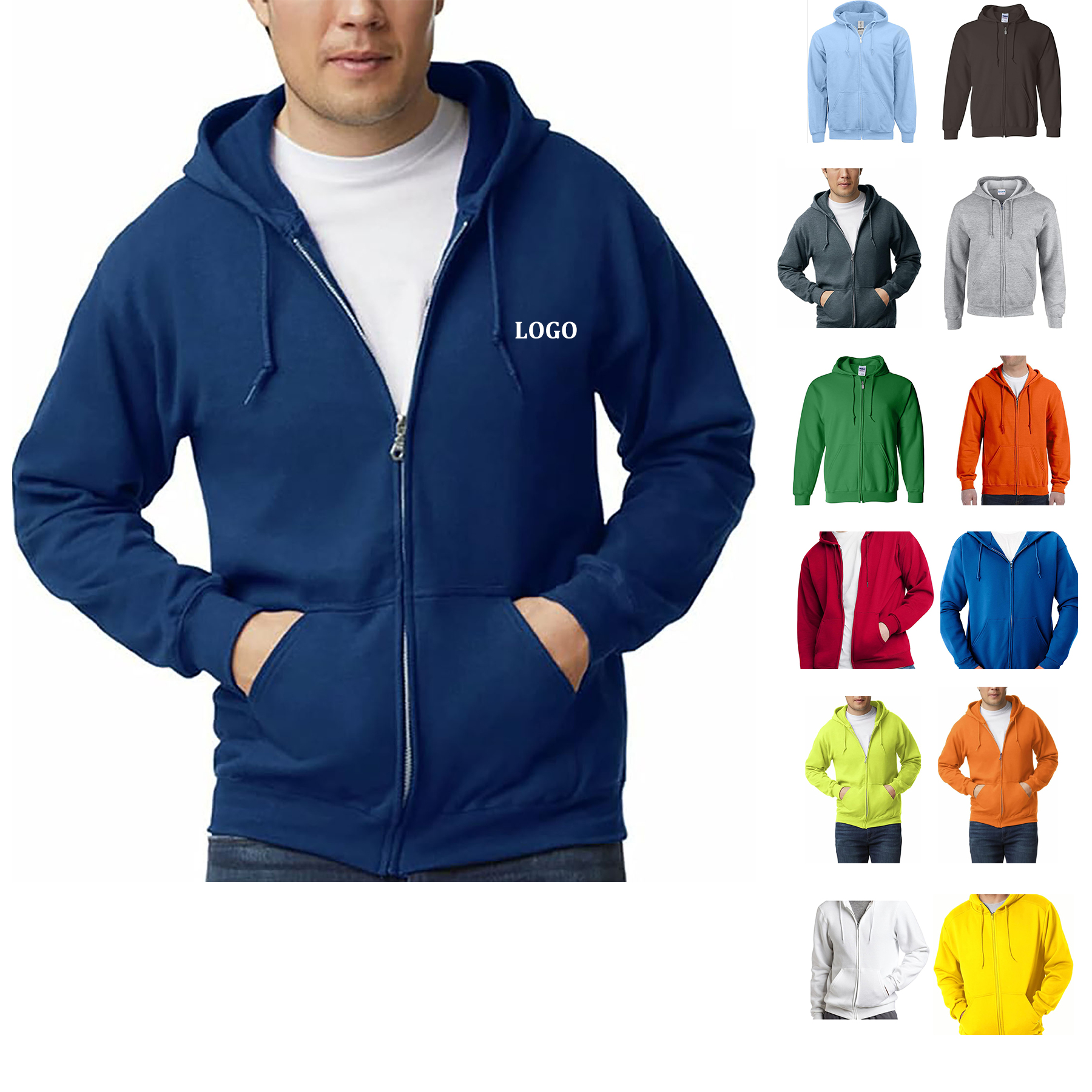 Men's Full Zip Hooded Sweatshirt, custom hoodie or sweatshirt with logo imprint 13
