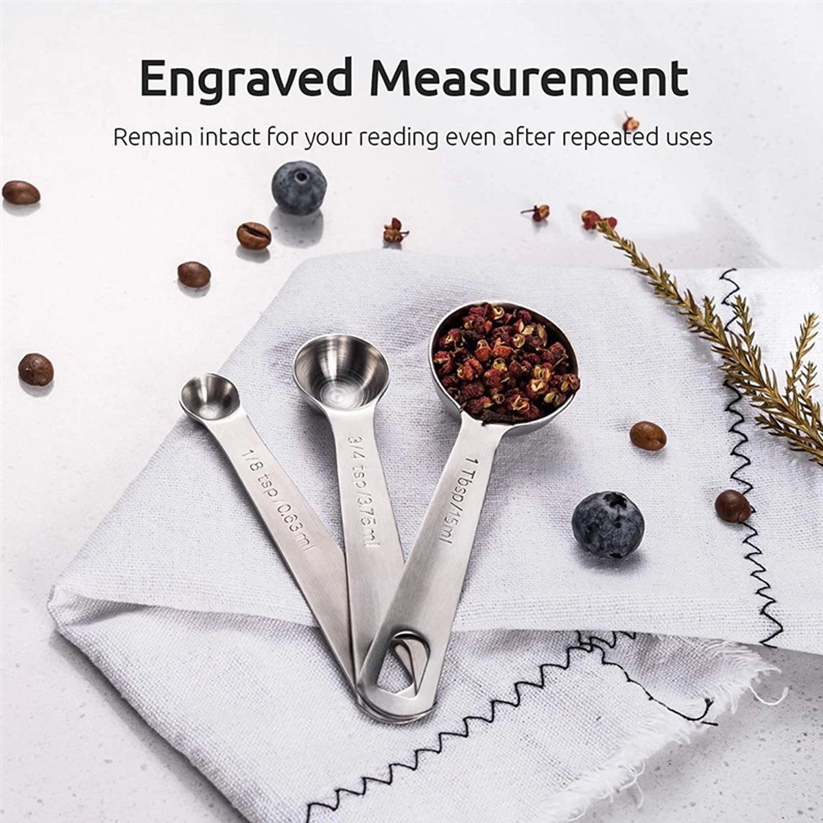 Premium Heavy Duty 18/8 Stainless Steel Measuring Spoons 8