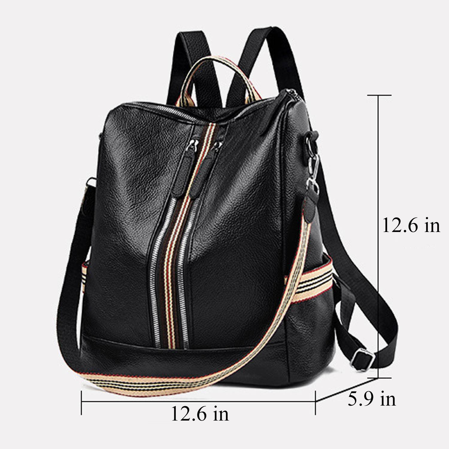 Adjustable Strap PU Leather Women Retro Backpack 3