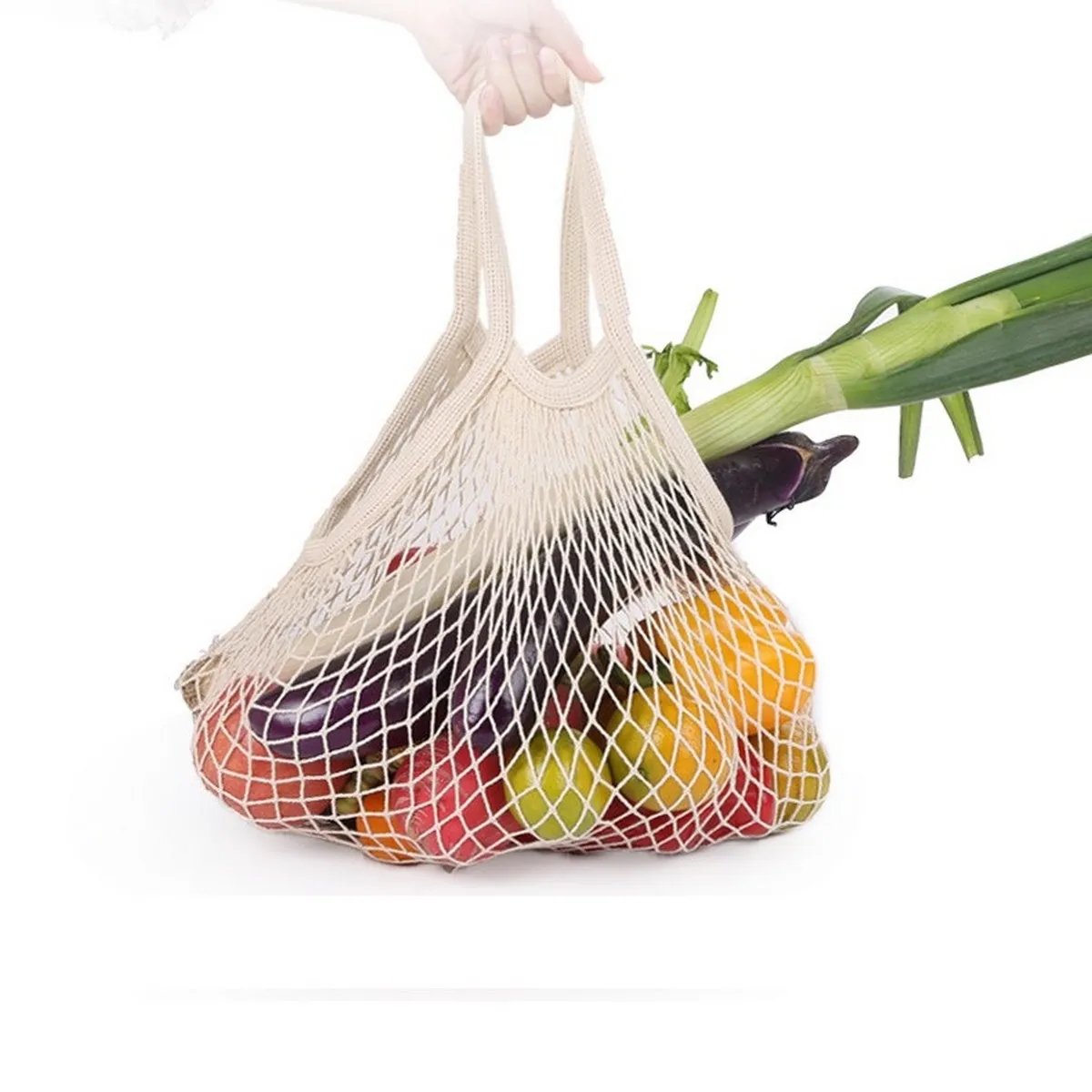 Mesh Bags Reusable Cotton for Grocery and Shopping, custom tote bag with logo imprint 4