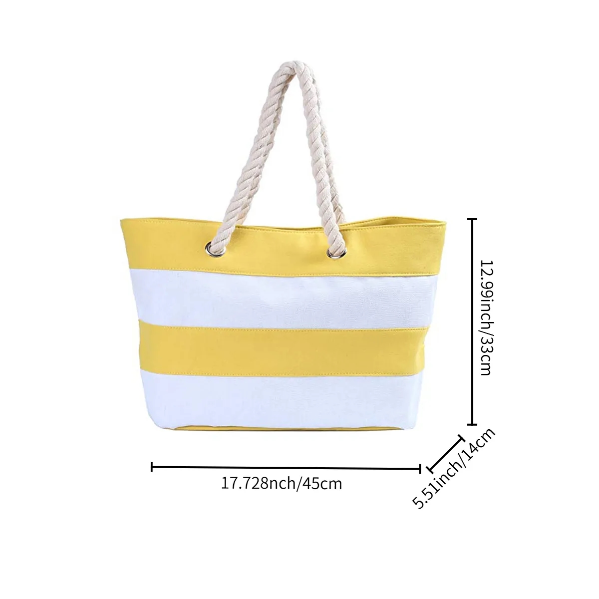 Striped Canvas Beach Tote Bag With Rope Handles 4