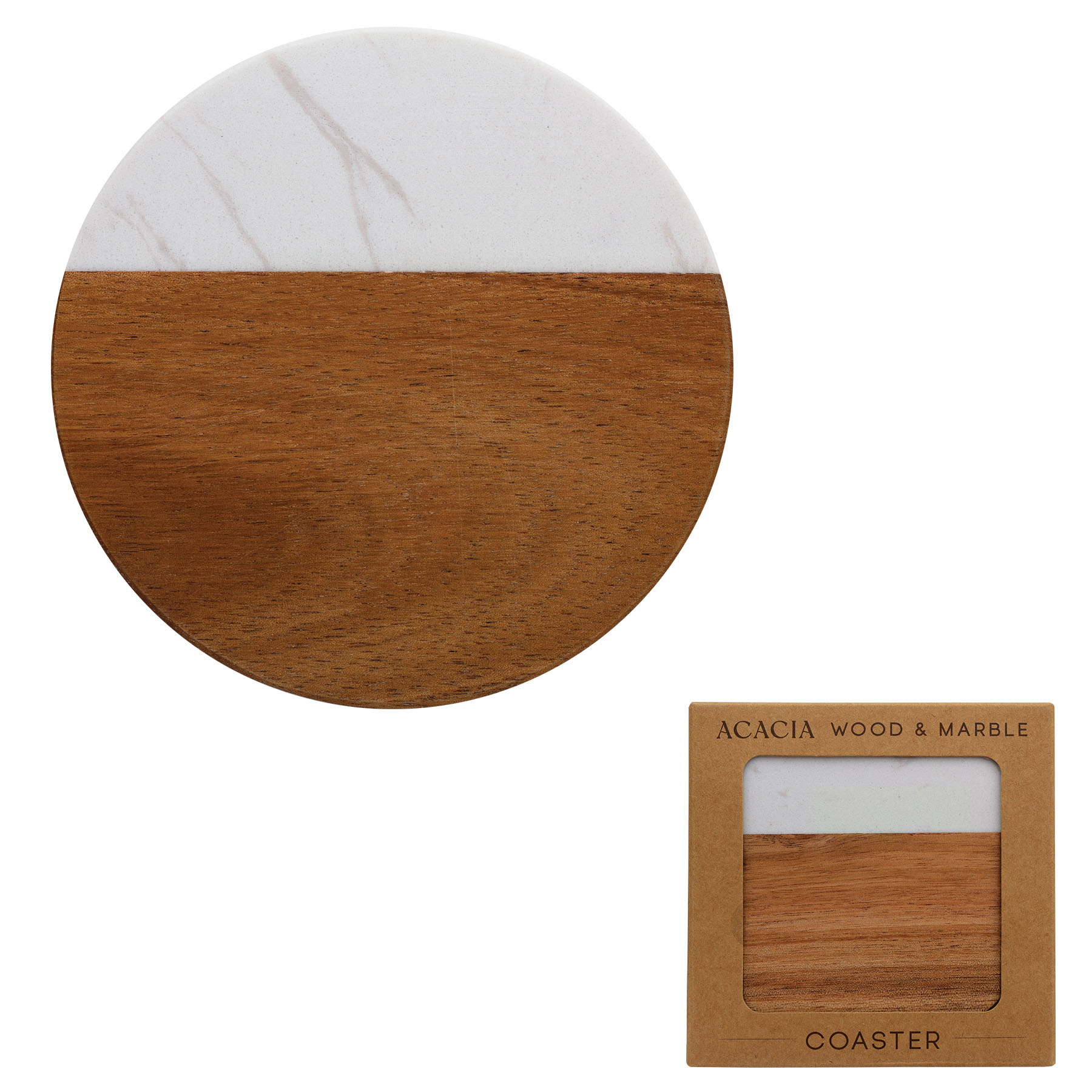 Acacia Wood & Marble Coaster 4