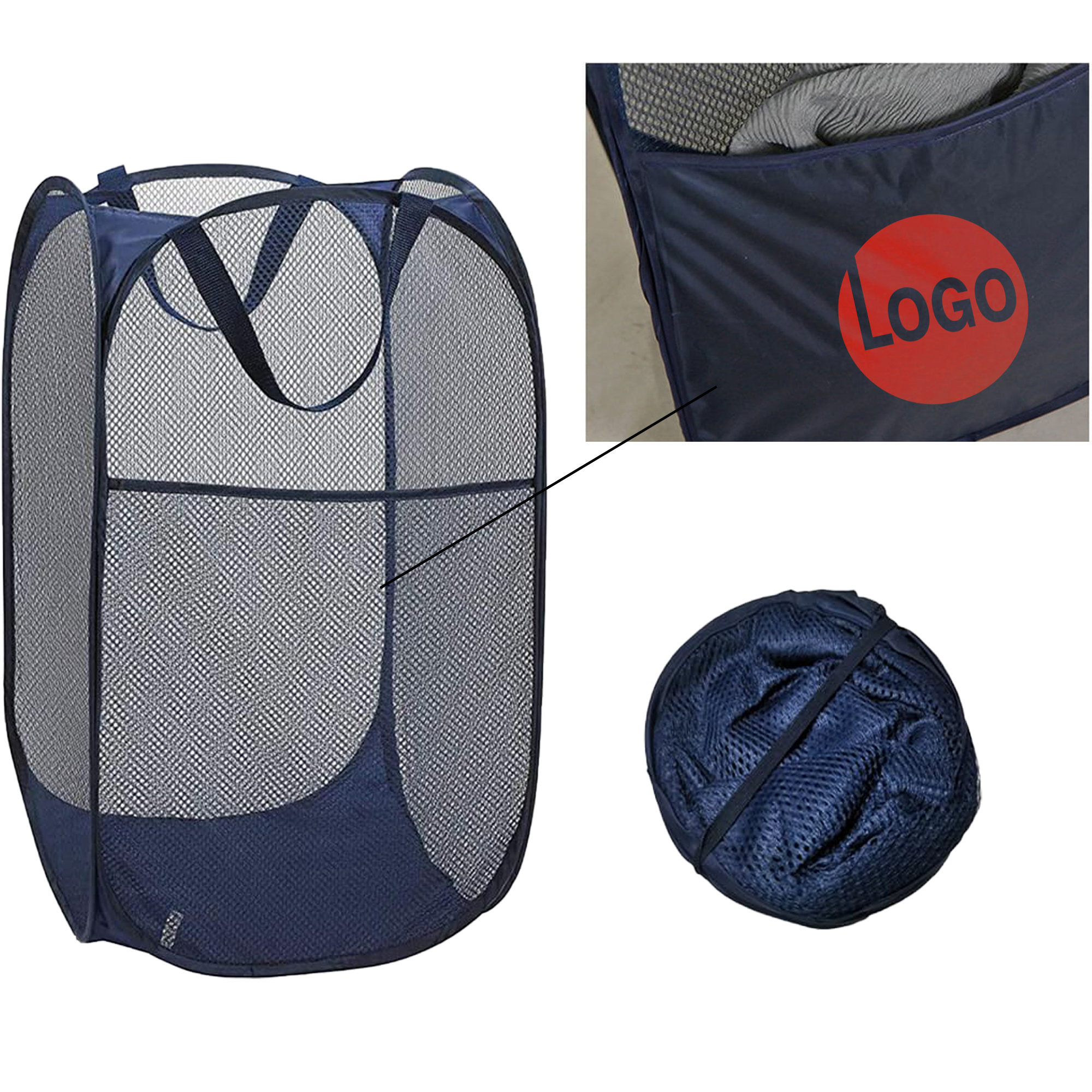 Foldable Polyester Mesh Laundry Basket with Steel Frame 6