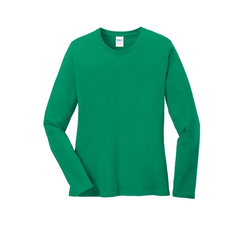 Port & Company Women's Long Sleeve Core Cotton Tee. 55