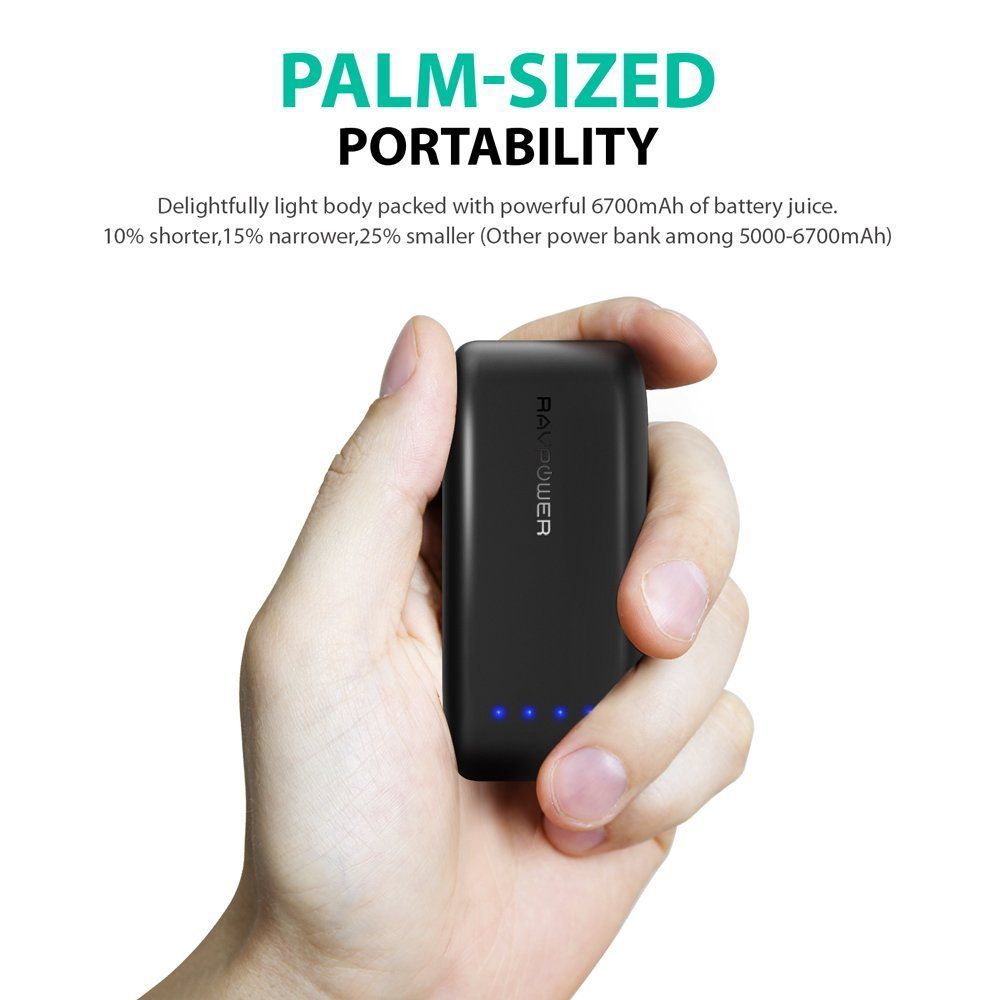 Prudential RAVPower Palm Size Compact Power Bank - 6700mAh 7