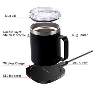 12oz Coffee Mug Warmer Heated Cup with Wireless Charger 3