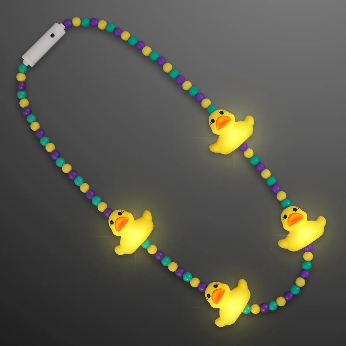 Light Up Rubber Ducky Beads Necklace with Yellow Medallion 3