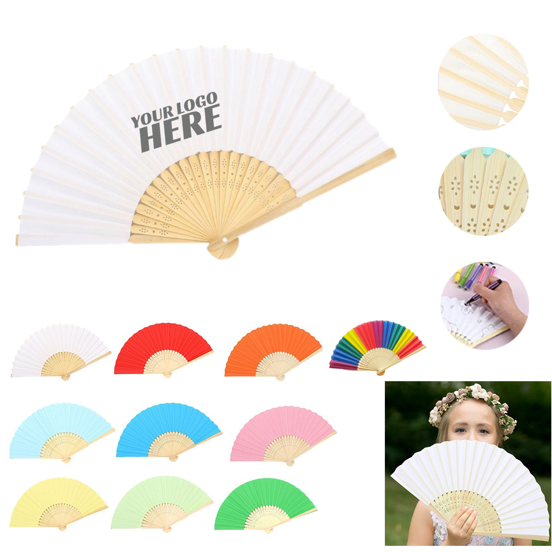 Multicolor Bamboo Folding Fan 2