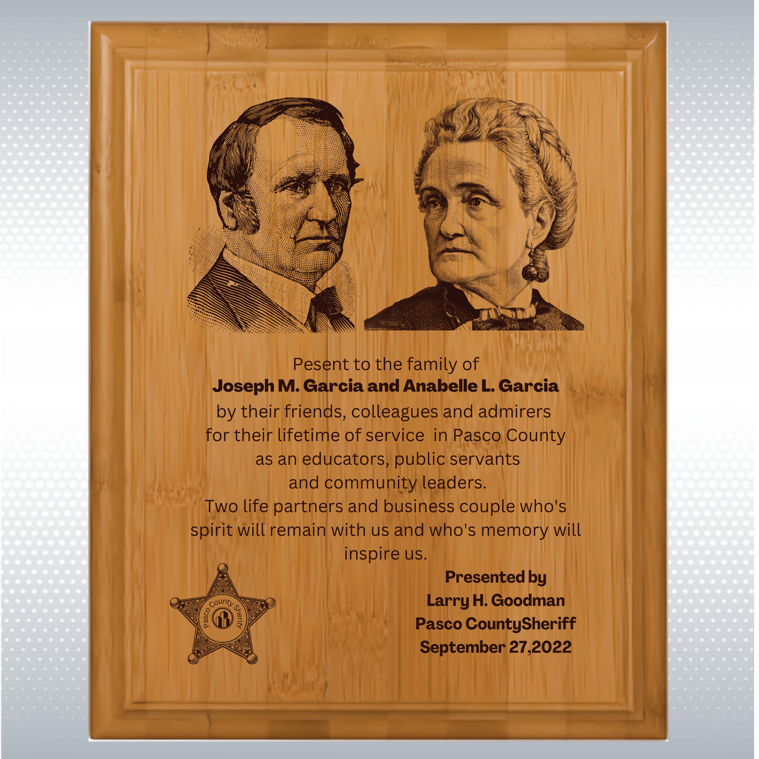 Bamboo Memorial Plaque (10.5" x 13") 2