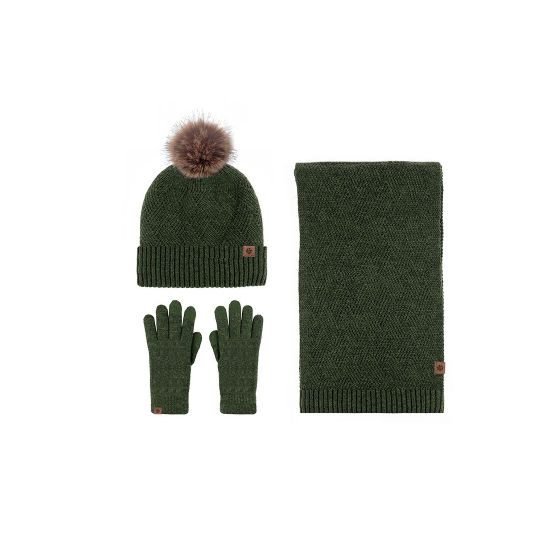 Winter Warm Knitted Scarf Beanie Hat and Gloves Set 2