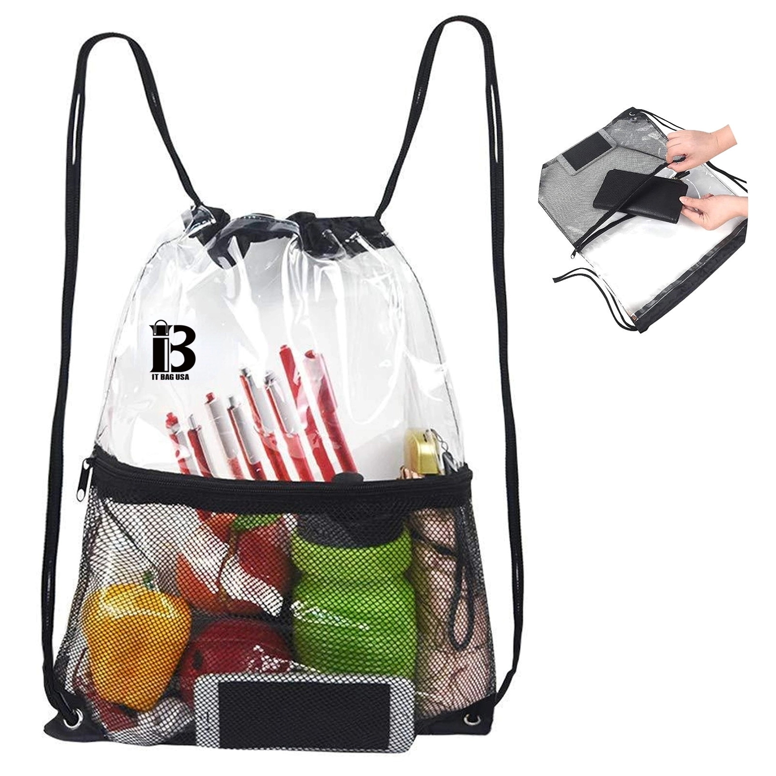 Transparent Drawstring Beach Bag 2
