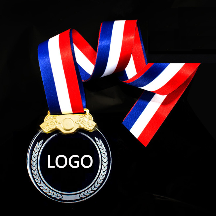 Metal Inlay Crystal Medal with Lanyard 2