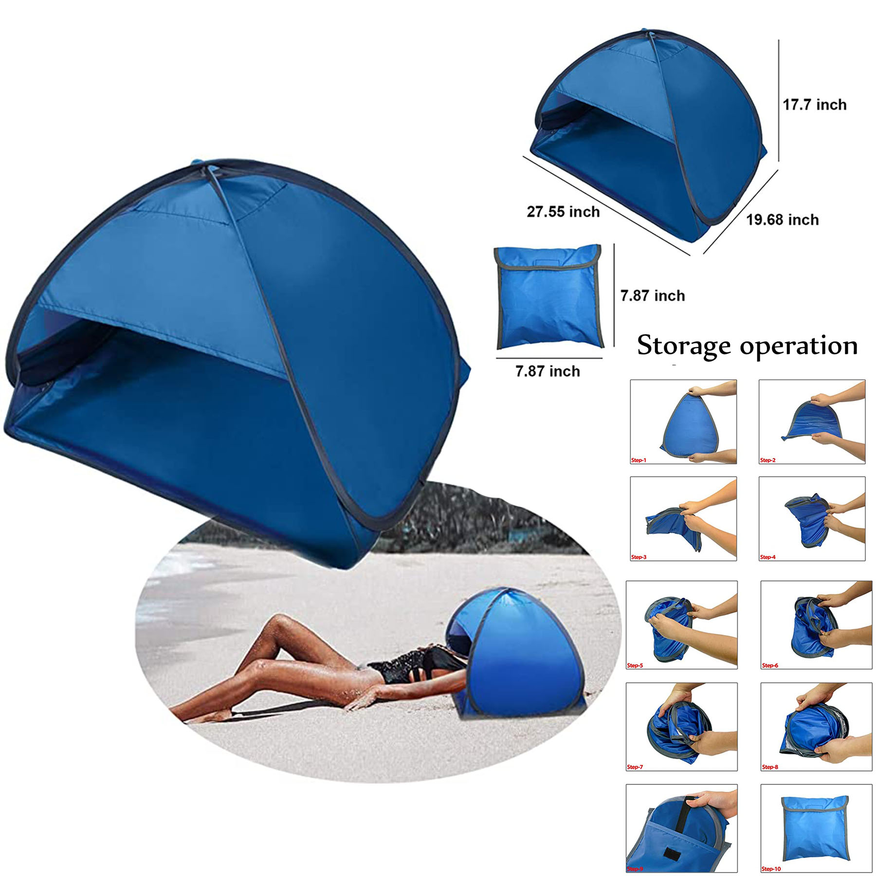 Portable Sun Beach Shade Canopy - Mini Adjustable Beach Shelter 1