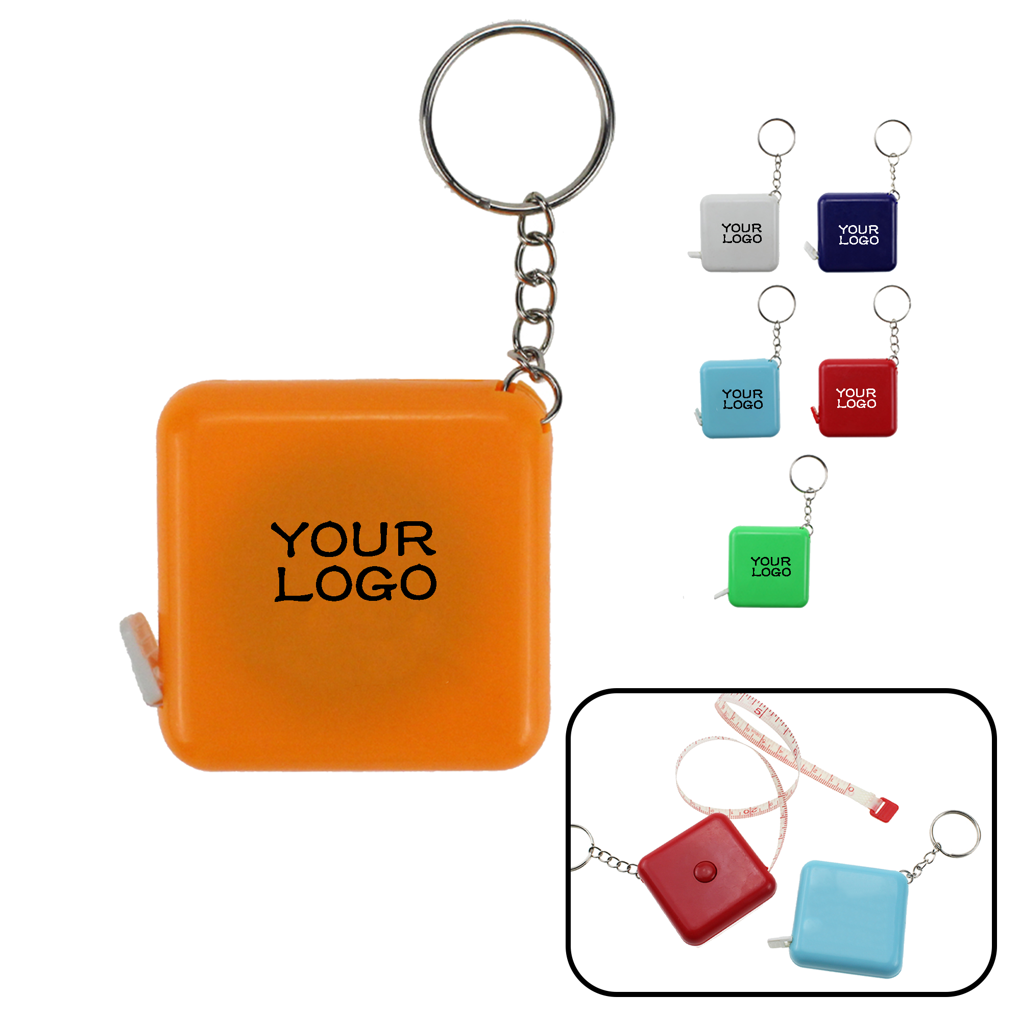 MOQ 20 PCS Custom Logo Tape Measure Keychain 2