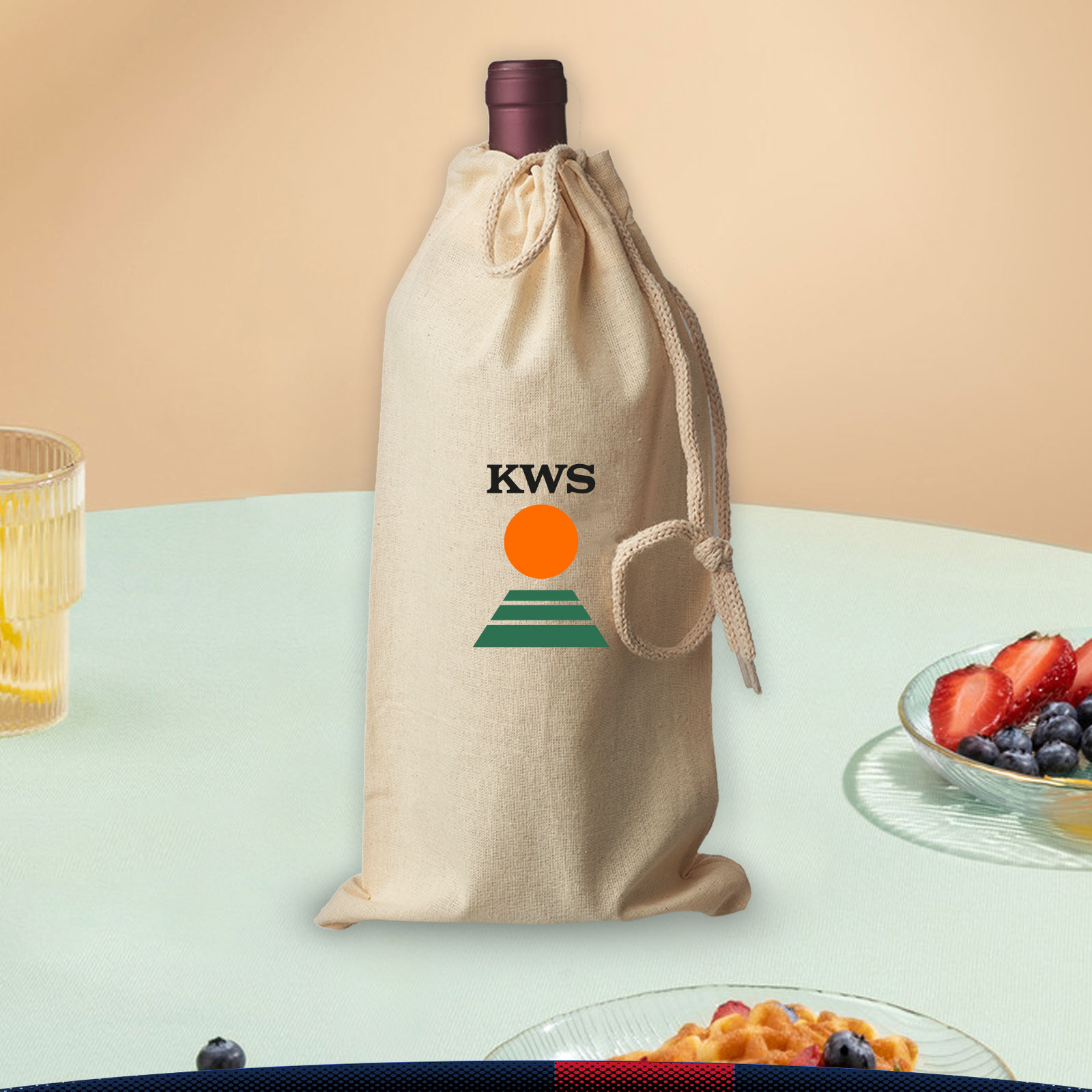 Nibi Cotton Drawstring Wine Bag 2