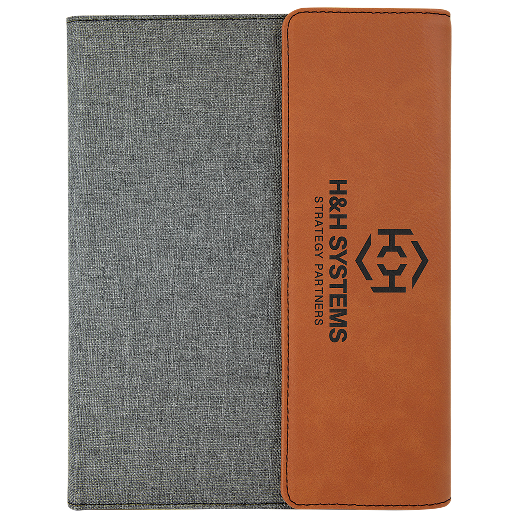 7" x 9" Rawhide Leatherette & Gray Canvas Portfolio 2