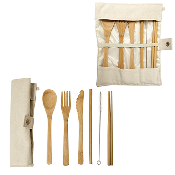 Green Bay Bamboo Utensils With Carry Pouch 3