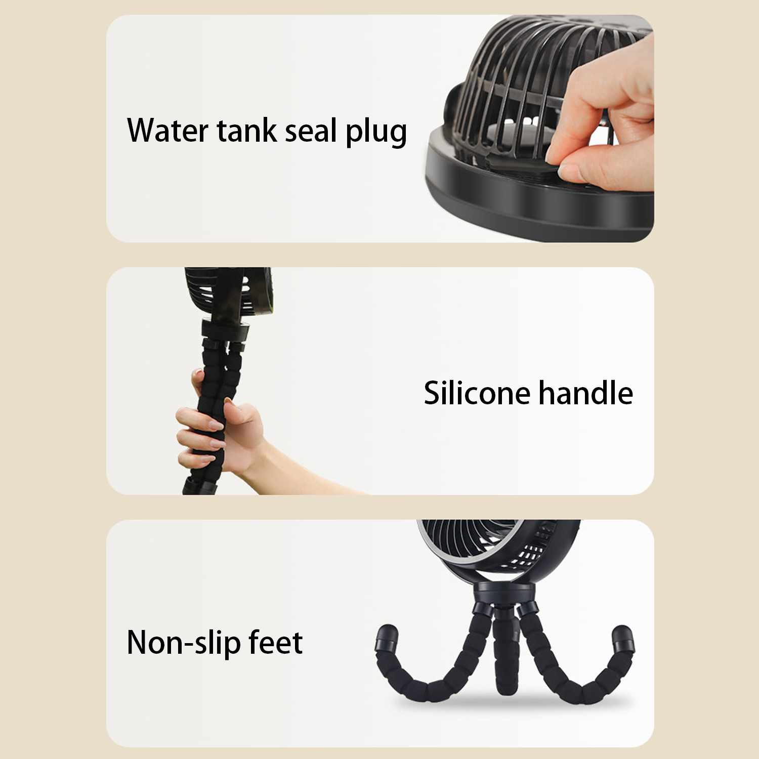 Handheld Misting Fan w/ Flexible Tripod Clip 7