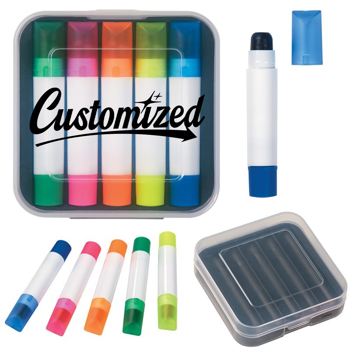 5 Piece Highlighter Marker Set in Clear Case 3