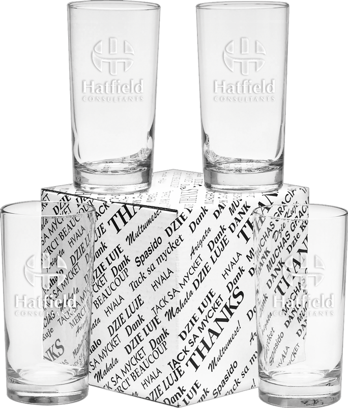 12 oz. Deluxe Beverage Thank You Set - Deep Etched 8