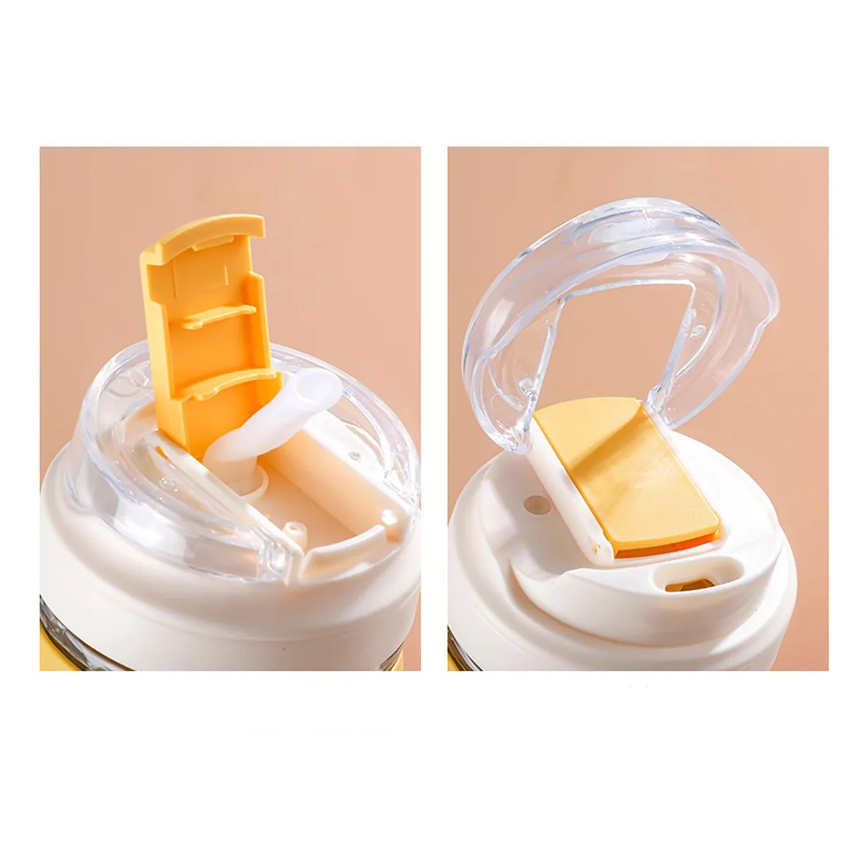 Coffee Drinking Silicone Sleeve Clear Cup with Lid and Straw 4