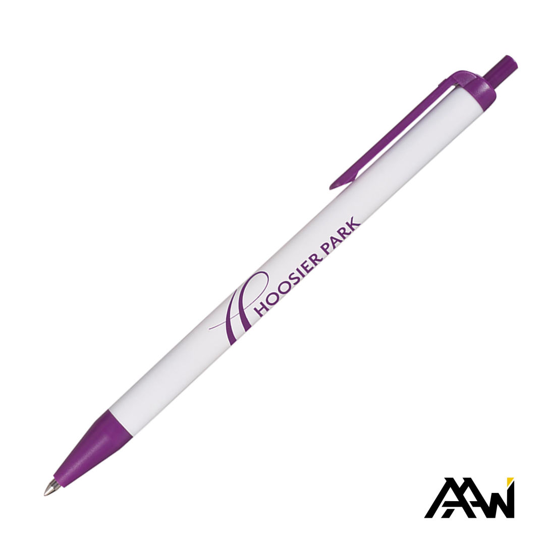 Value Slim Pen w/Glossy White Barrel - Matte Colored Accent 23