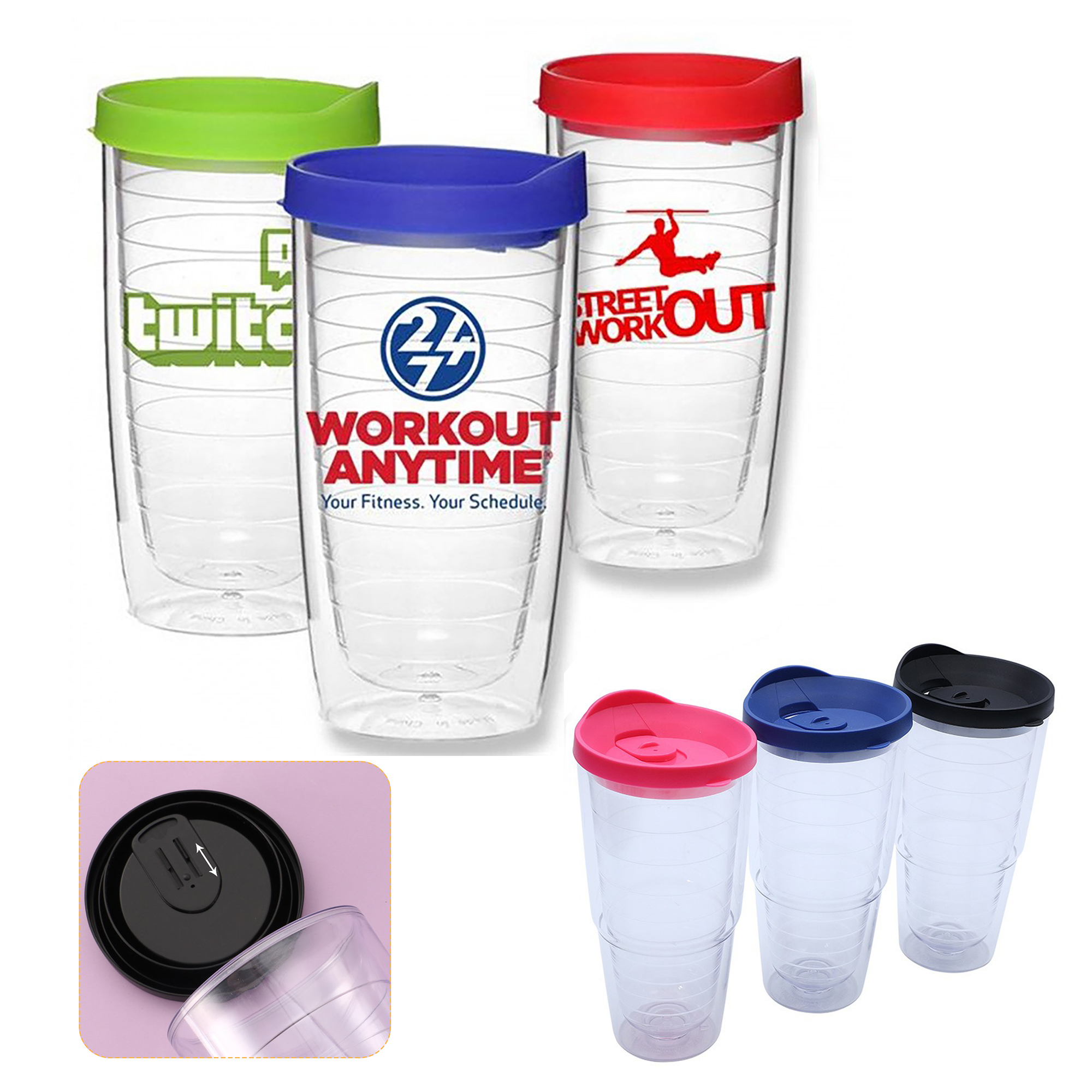 Double Layer Threaded Inner Plastic Water Cup 6