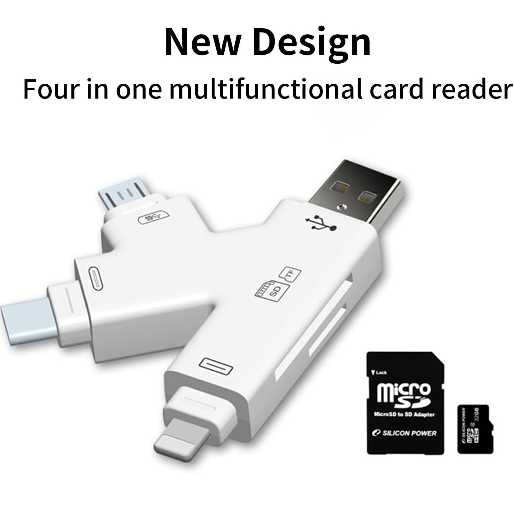 4-in-1 USB-C SD Card Reader Adapter for Laptops and Tablets 4