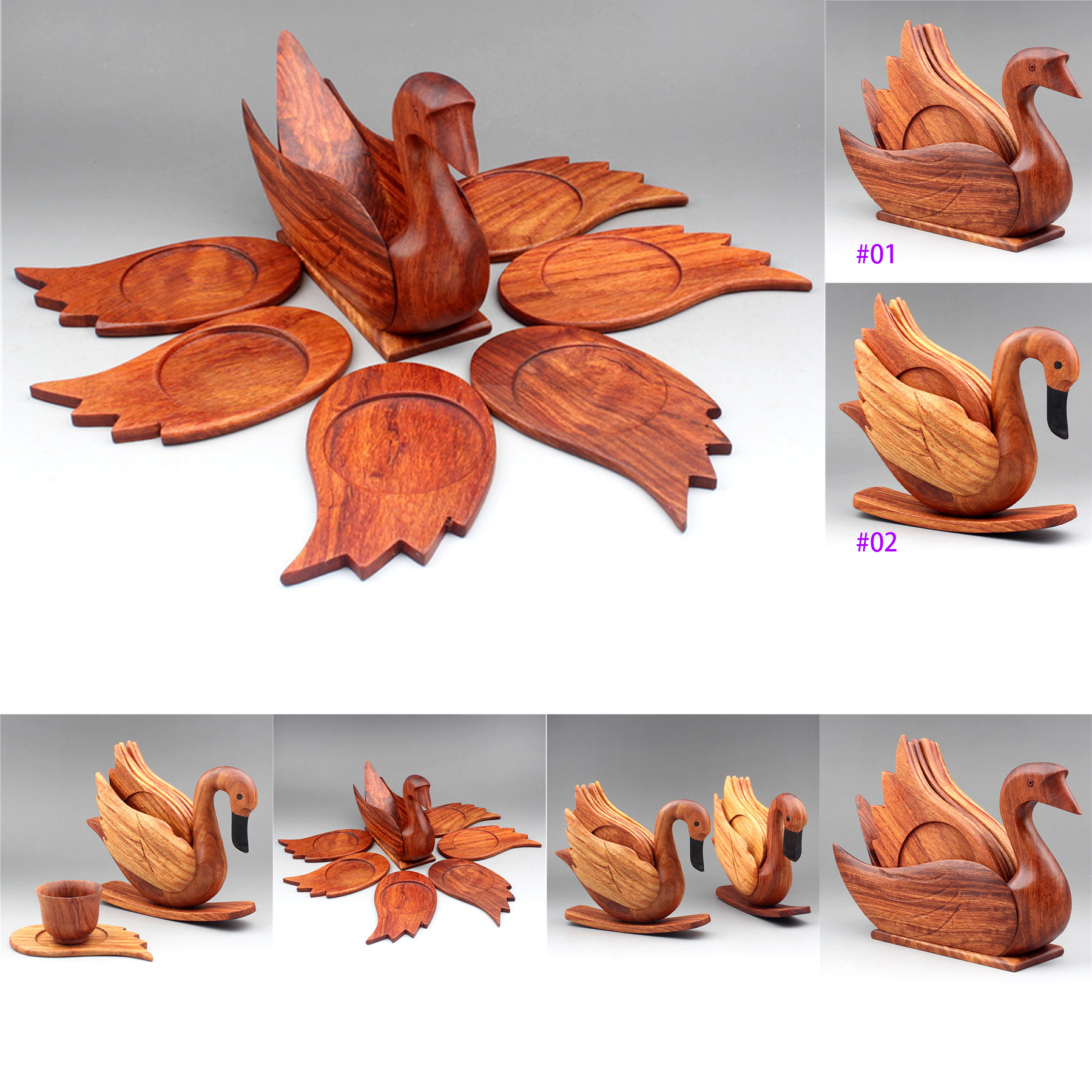 Rose Wood Swan Coasters 2