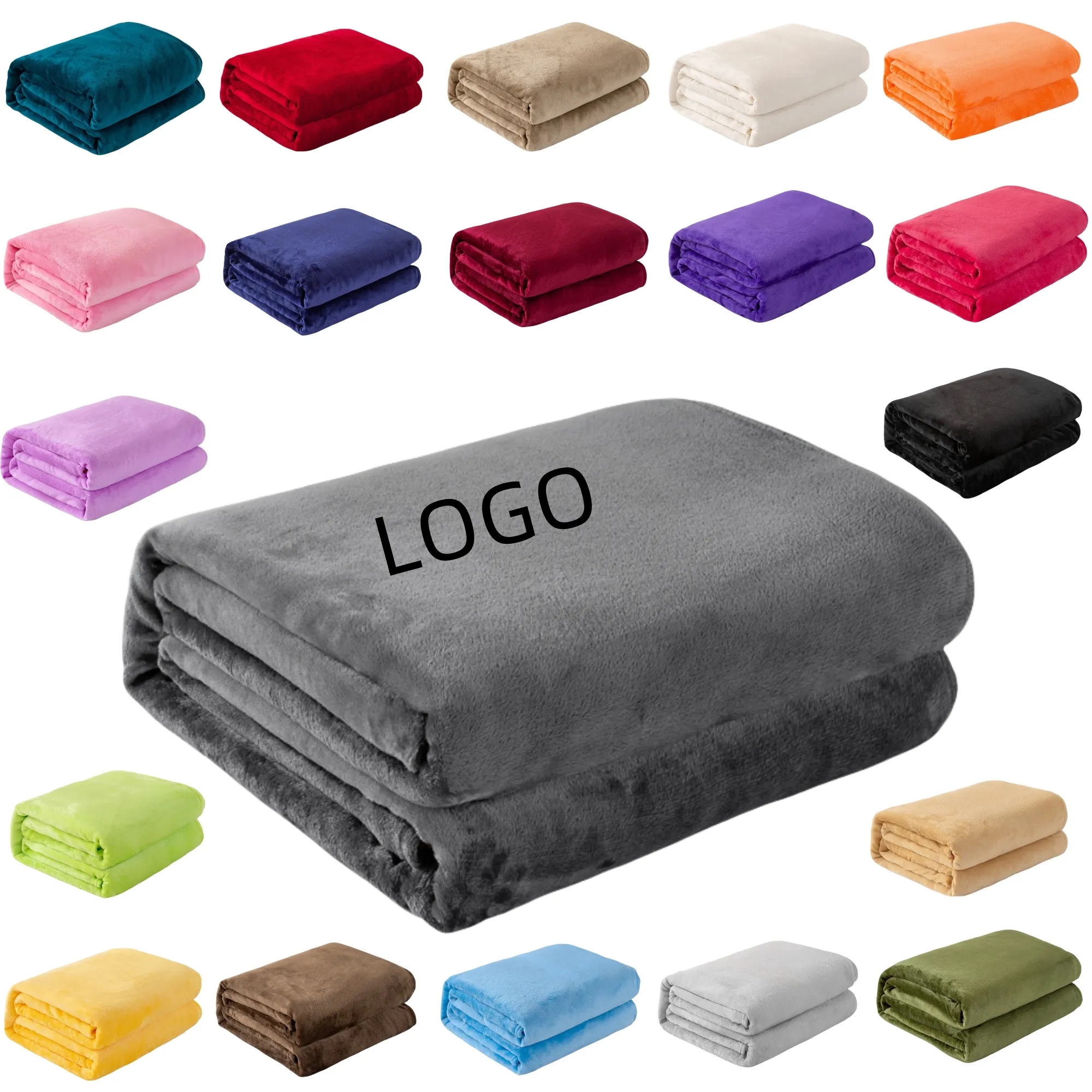 Classic Solid Color Flannel Thin Blanket 14
