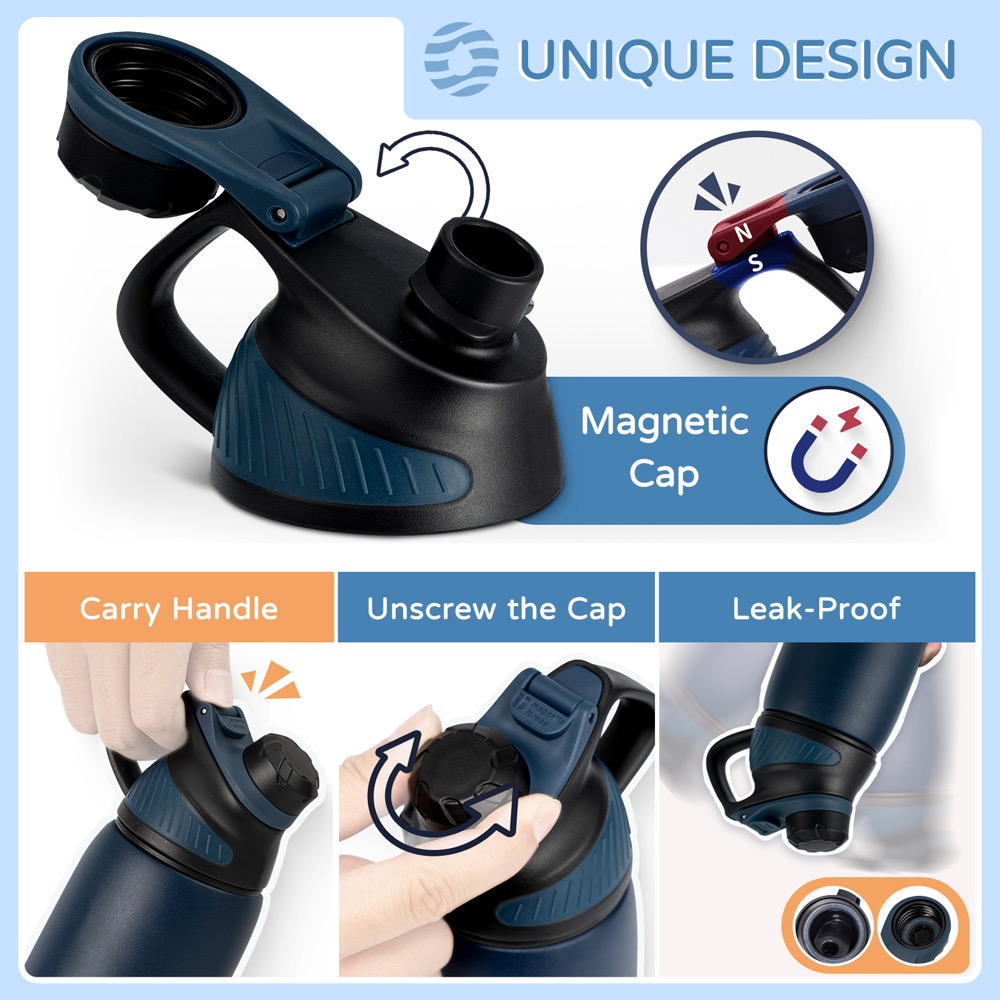 34oz. S/S insulated sports water bottle with spout lid 13