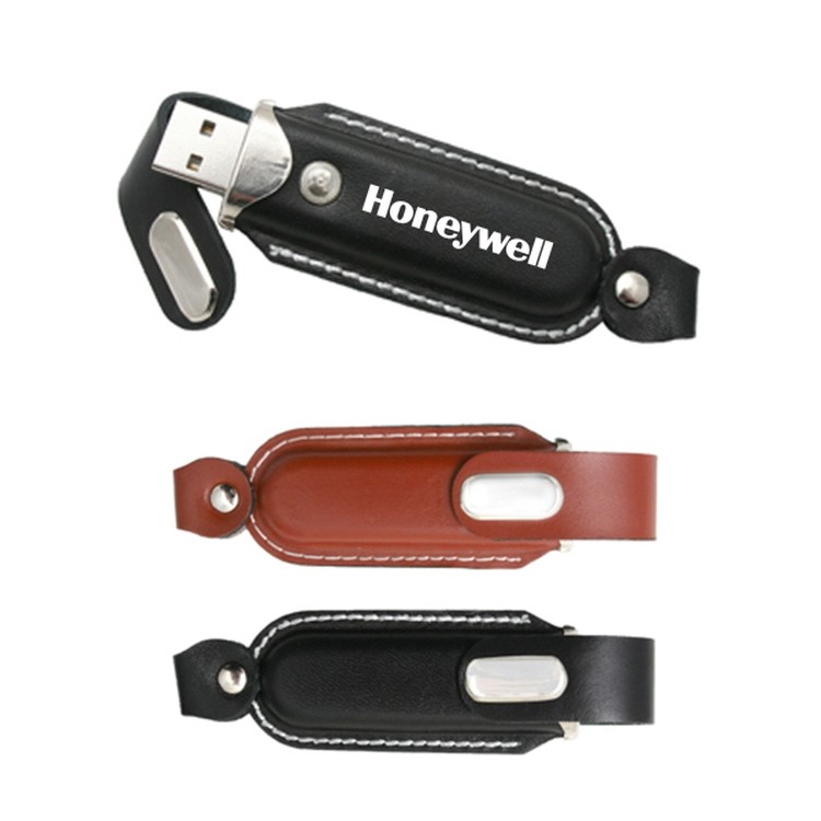 8GB Faux Leather USB Flash Drive w/Swivel Cap 1