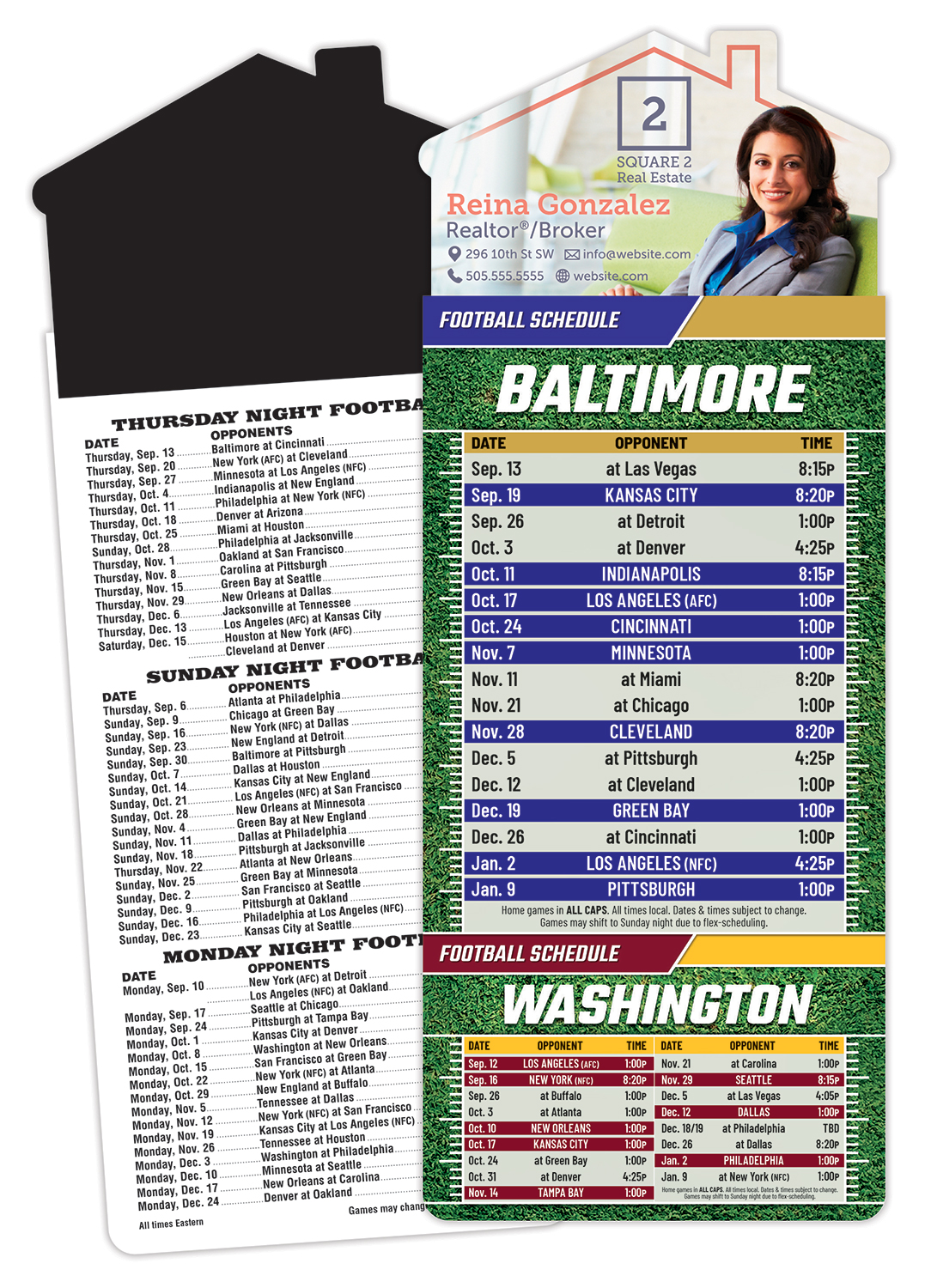Magna-Card House Shape Magnet Football Schedules (3.5x9) 3