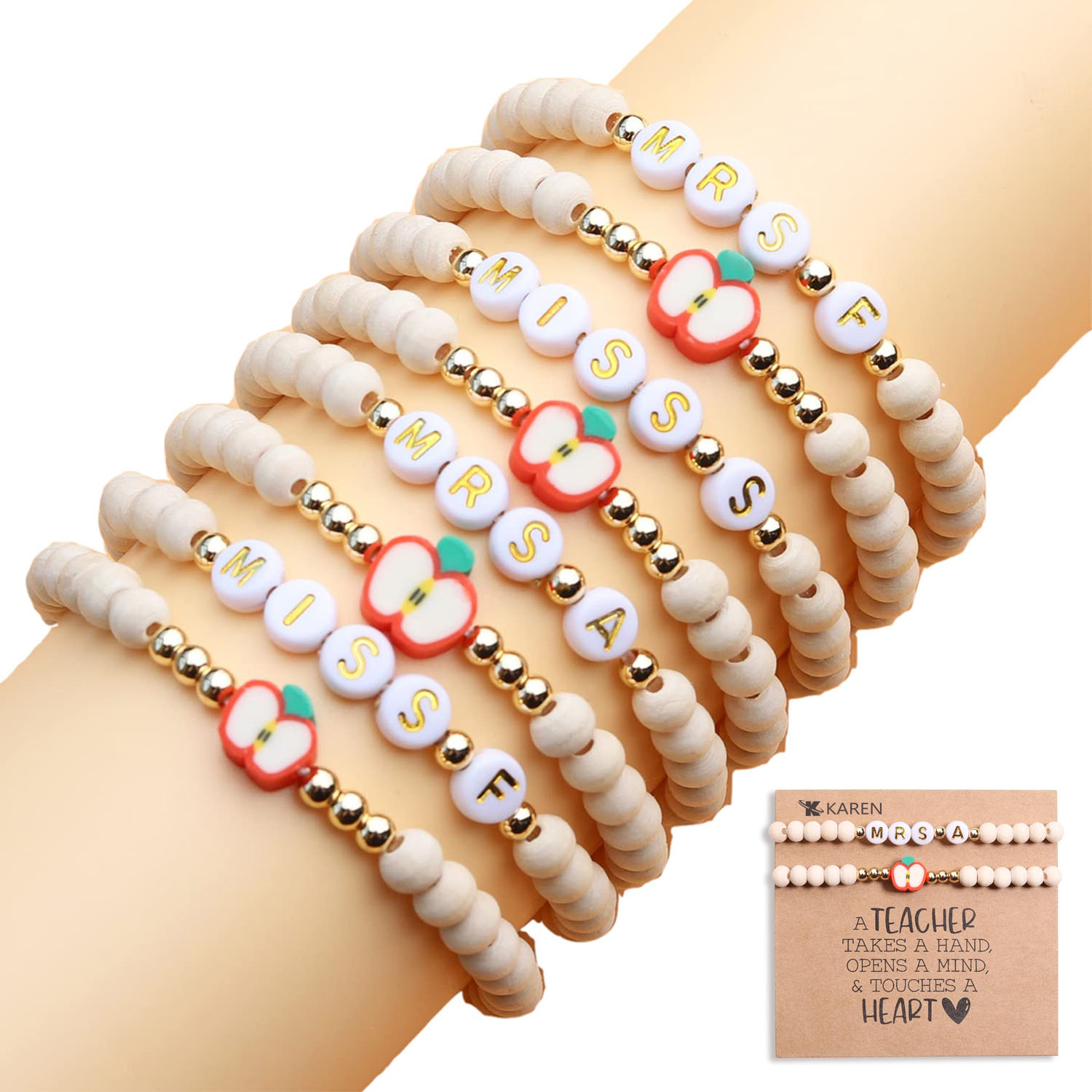 Custom Polymer Clay Teacher Bracelet Set 2