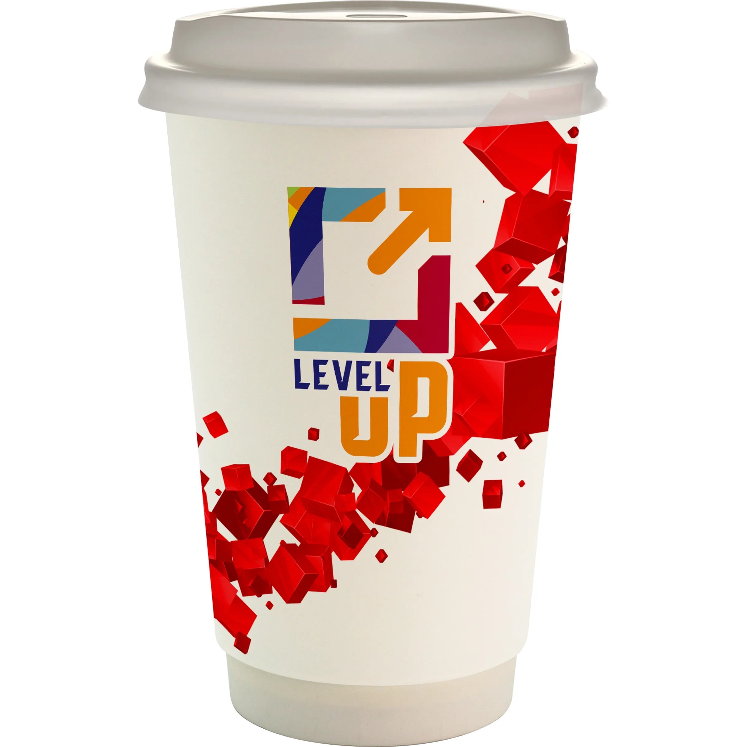 16 oz. Full Color Floating Cube Paper Cup With Lid 2