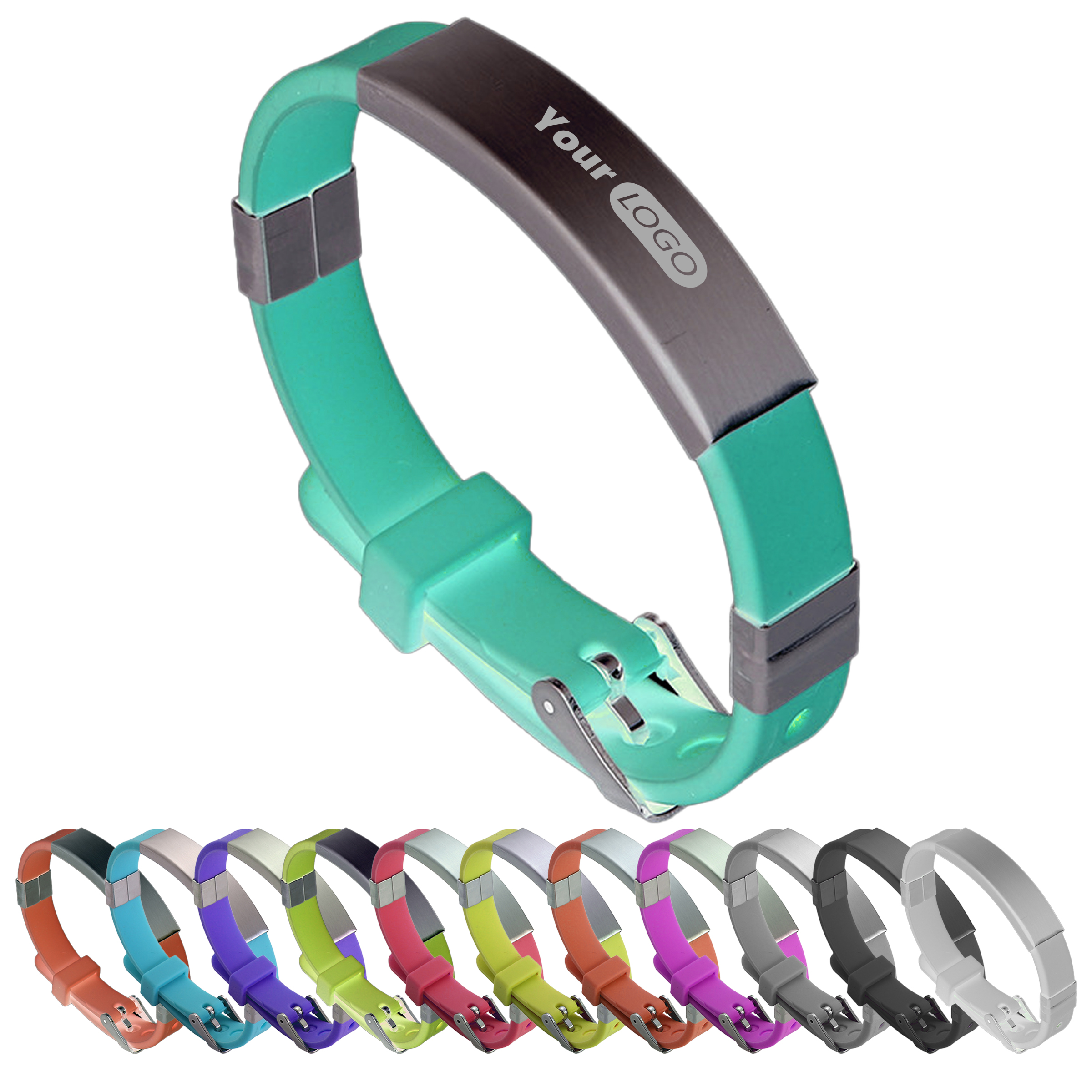 Silicone Stylish And Metal Id Bracelet 2