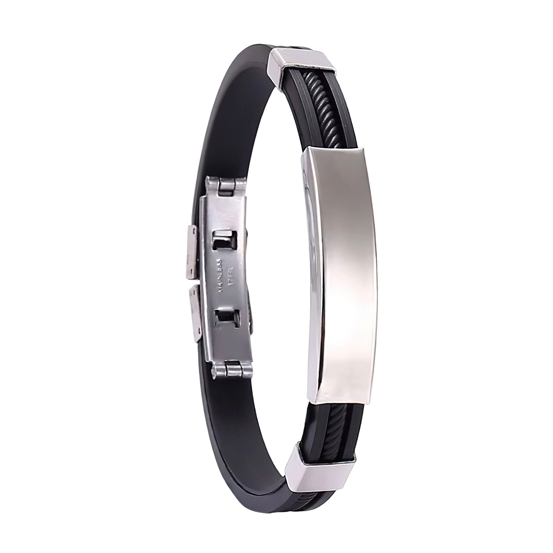 "8'' DIY Engraved Silicone Stainless Steel Bracelets " 4