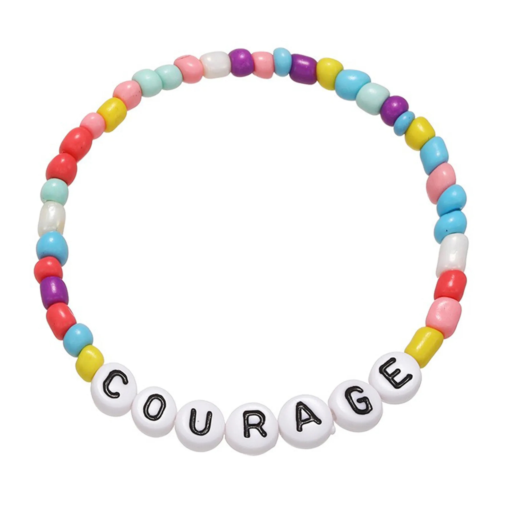 Beaded Letter Beads Elastic Bracelet 10