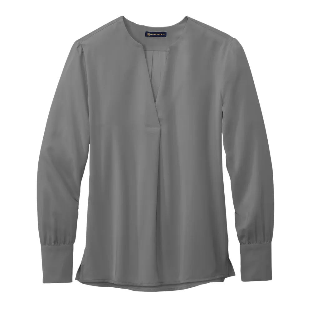 Brooks Brothers(R) Women's Open-Neck Satin Blouse 4
