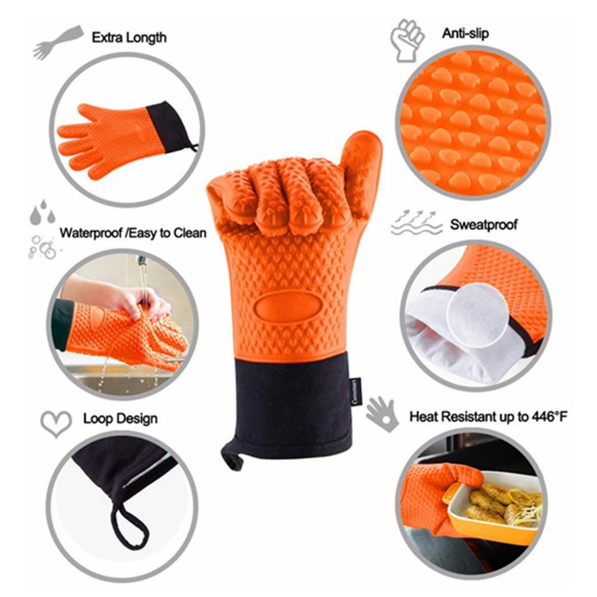 Heat Resistant Silicone Oven Gloves 3