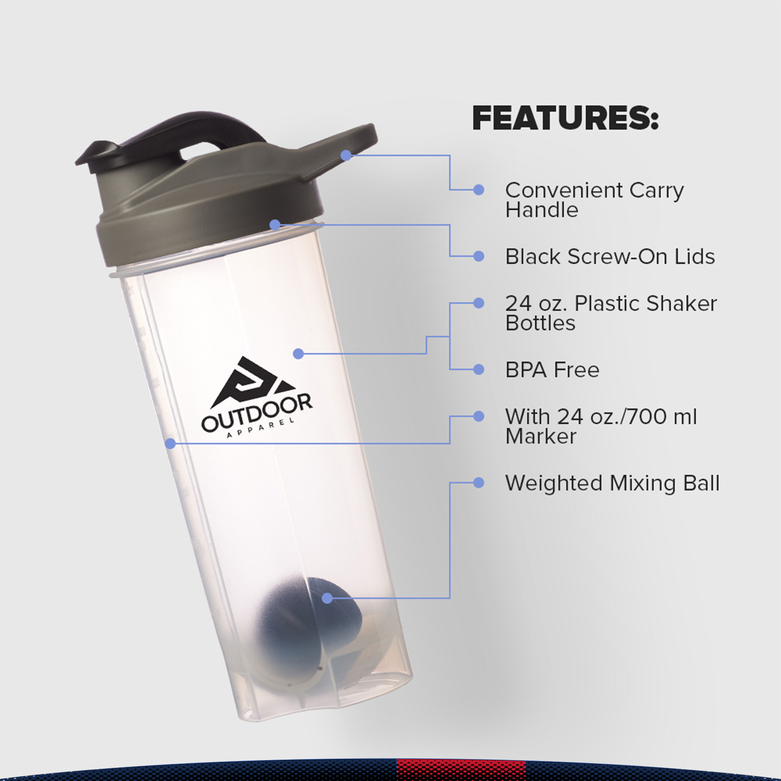 Nsinis Plastic Shaker Bottle - 24 OZ. 4