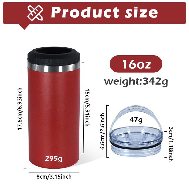 16oz Can Cooler Straight Tumbler With Bottle Opener, custom koozie with logo imprint 2