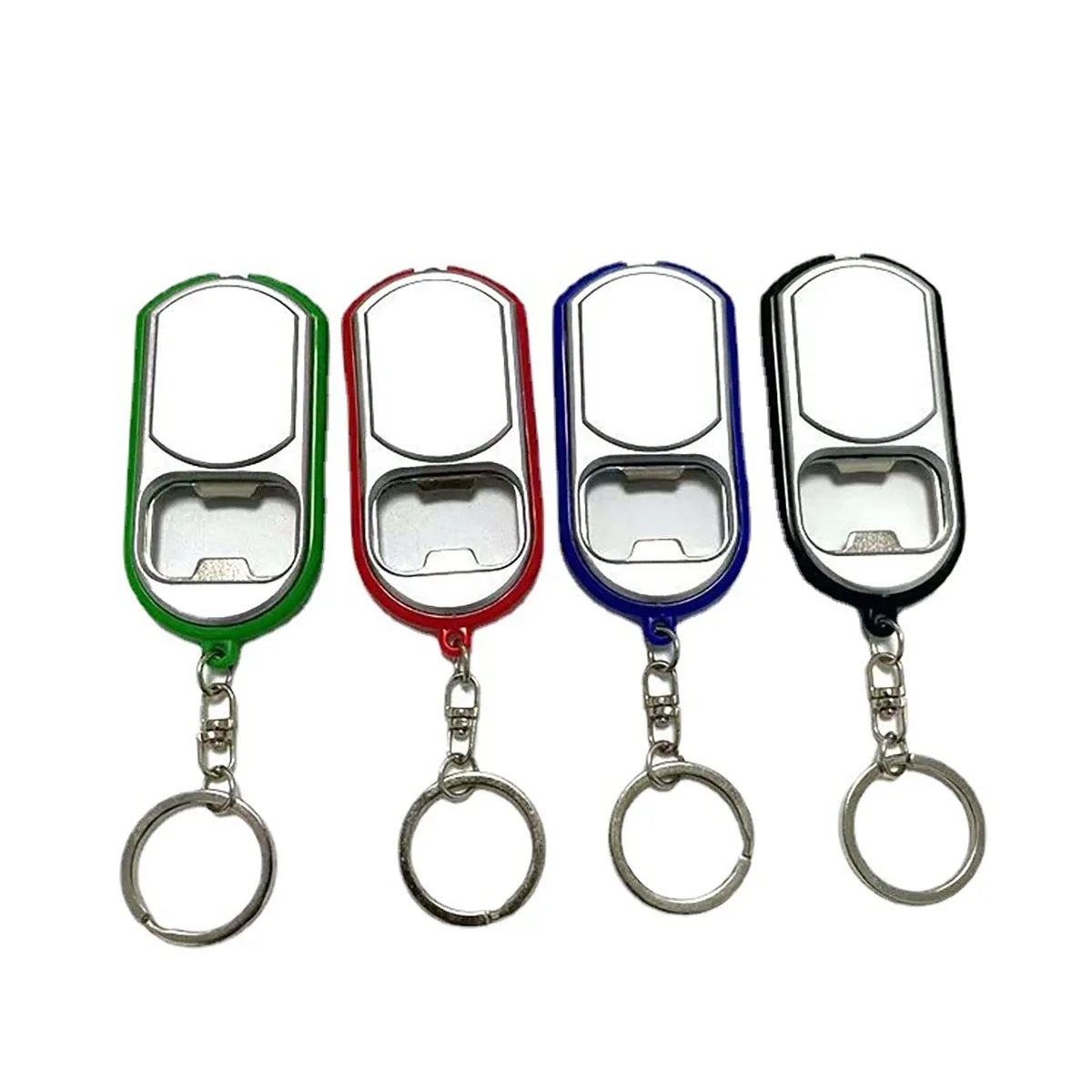 Mini Slide Button Led Flashlight With Can Opener Key Chain 4