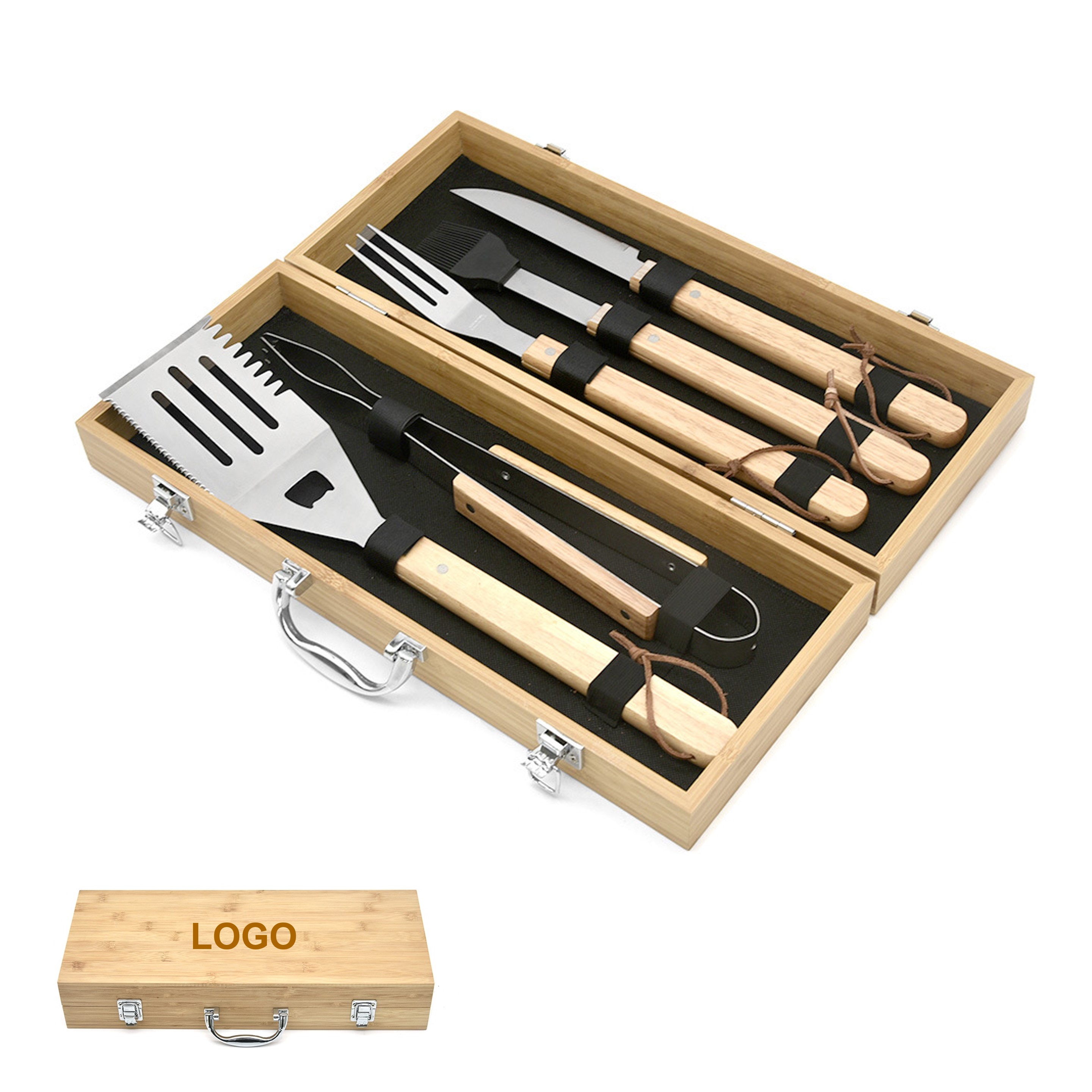 5pcs BBQ Tool Set with Bamboo Box (direct import) 2